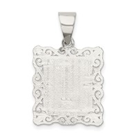 Sterling Silver Square Diamond-cut Letter J Initial Pendant view 4