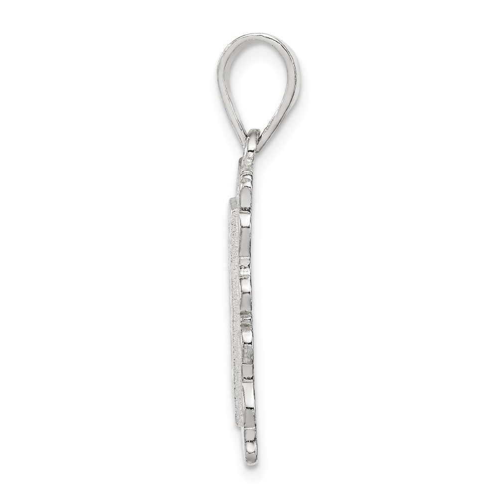 Sterling Silver Square Diamond-cut Letter K Initial Pendant (QC2770K)
