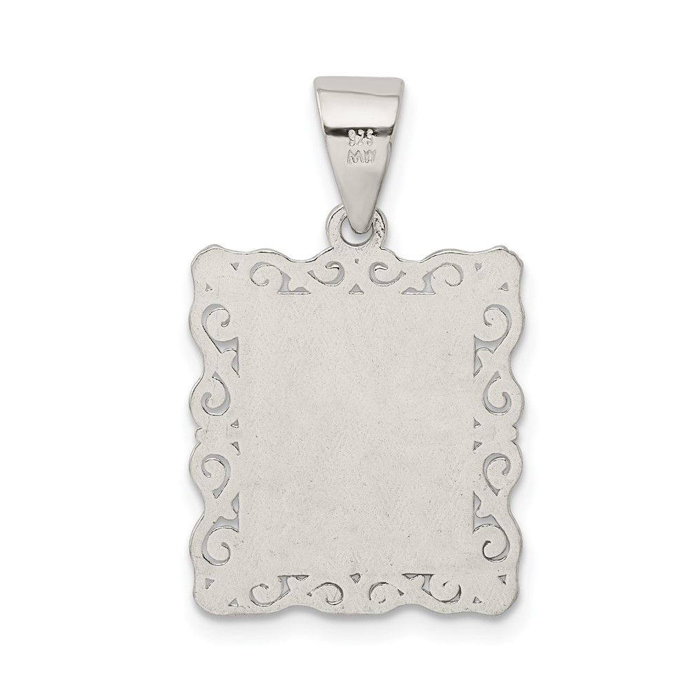 Sterling Silver Square Diamond-cut Letter K Initial Pendant (QC2770K)