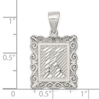 Sterling Silver Square Diamond-cut Letter K Initial Pendant view 4