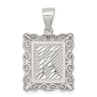 Sterling Silver Square Diamond-cut Letter K Initial Pendant view 1