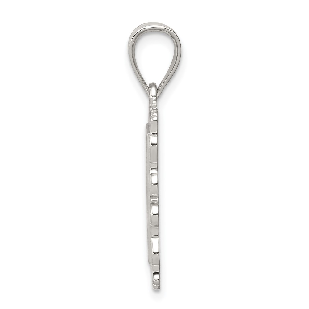 Sterling Silver Square Diamond-cut Letter L Initial Pendant (QC2770L)