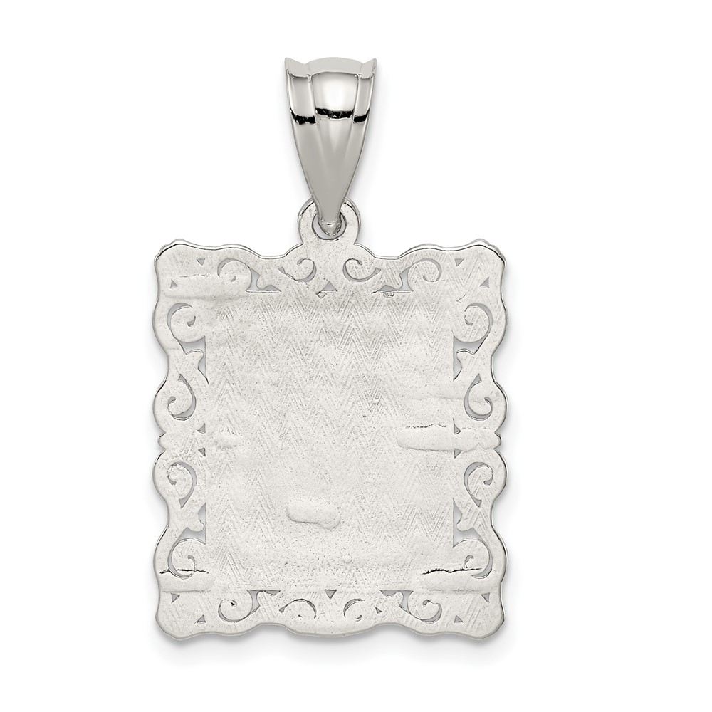 Sterling Silver Square Diamond-cut Letter L Initial Pendant (QC2770L)