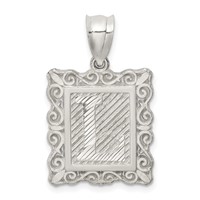 Sterling Silver Square Diamond-cut Letter L Initial Pendant view 1