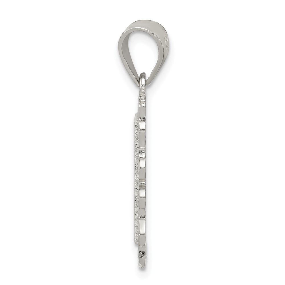 Sterling Silver Square Diamond-cut Letter M Initial Pendant (QC2770M)
