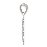 Sterling Silver Square Diamond-cut Letter M Initial Pendant view 2