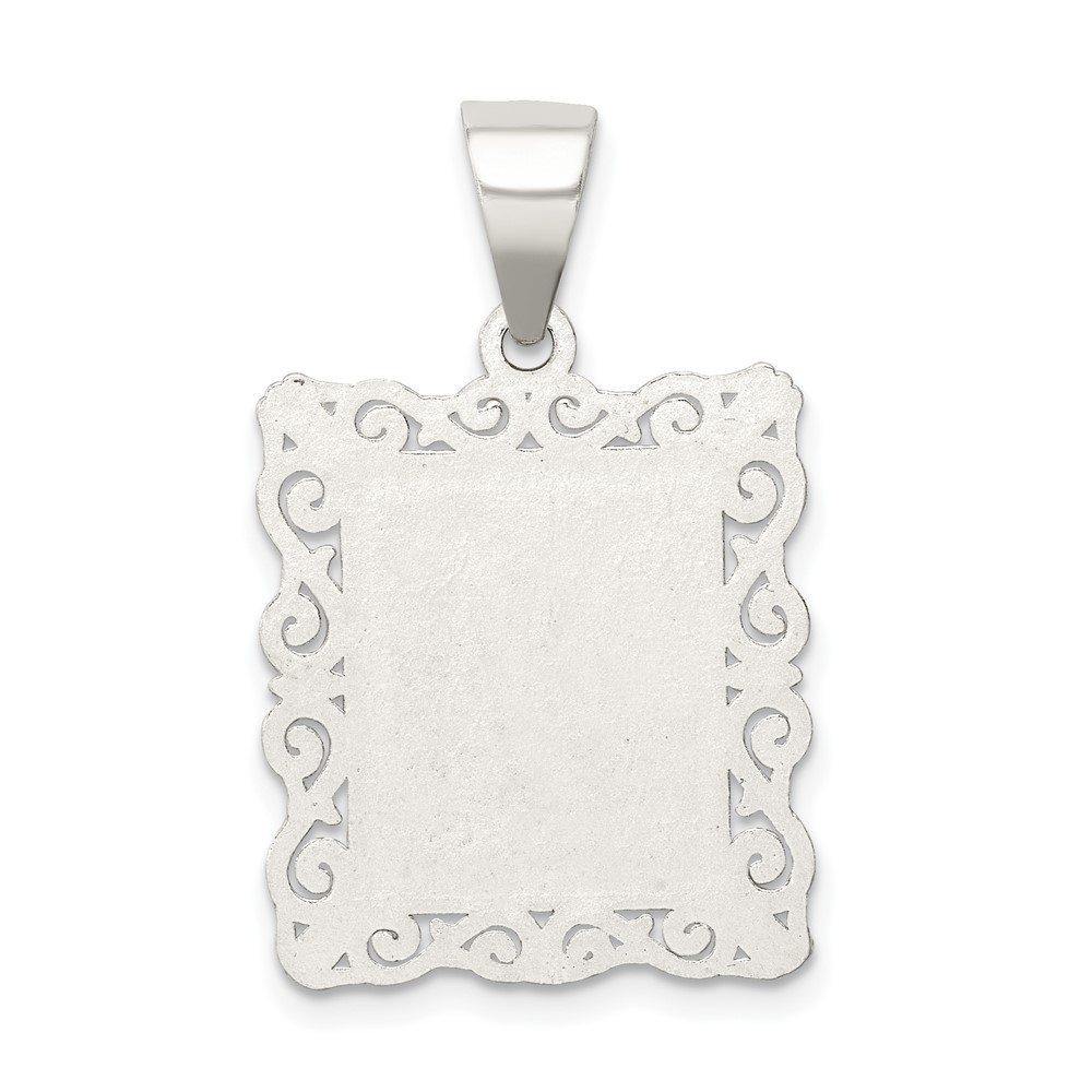 Sterling Silver Square Diamond-cut Letter M Initial Pendant (QC2770M)