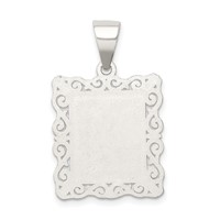 Sterling Silver Square Diamond-cut Letter M Initial Pendant view 4