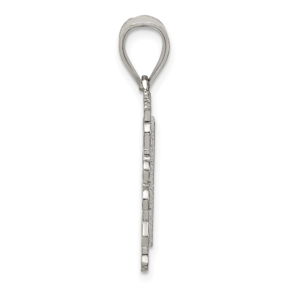 Sterling Silver Square Diamond-cut Letter N Initial Pendant (QC2770N)