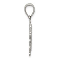 Sterling Silver Square Diamond-cut Letter N Initial Pendant view 2