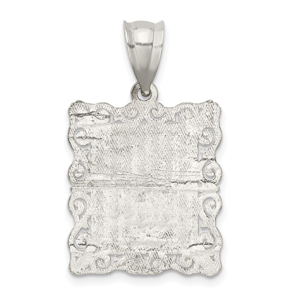 Sterling Silver Square Diamond-cut Letter N Initial Pendant (QC2770N)