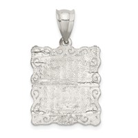 Sterling Silver Square Diamond-cut Letter N Initial Pendant view 4