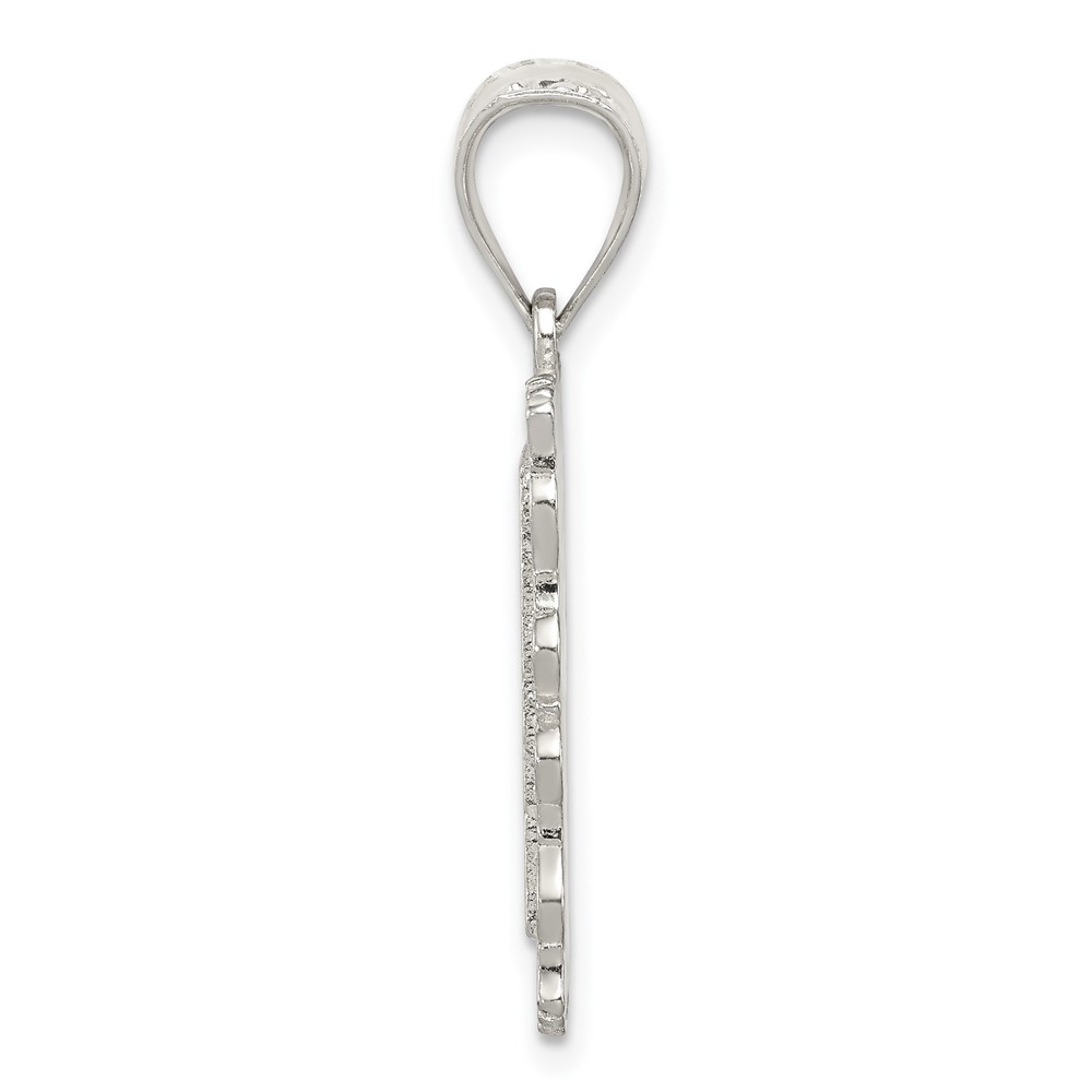 Sterling Silver Square Diamond-cut Letter O Initial Pendant (QC2770O)