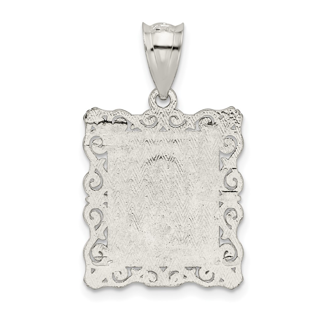 Sterling Silver Square Diamond-cut Letter O Initial Pendant (QC2770O)