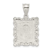 Sterling Silver Square Diamond-cut Letter O Initial Pendant view 3