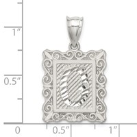 Sterling Silver Square Diamond-cut Letter O Initial Pendant view 4
