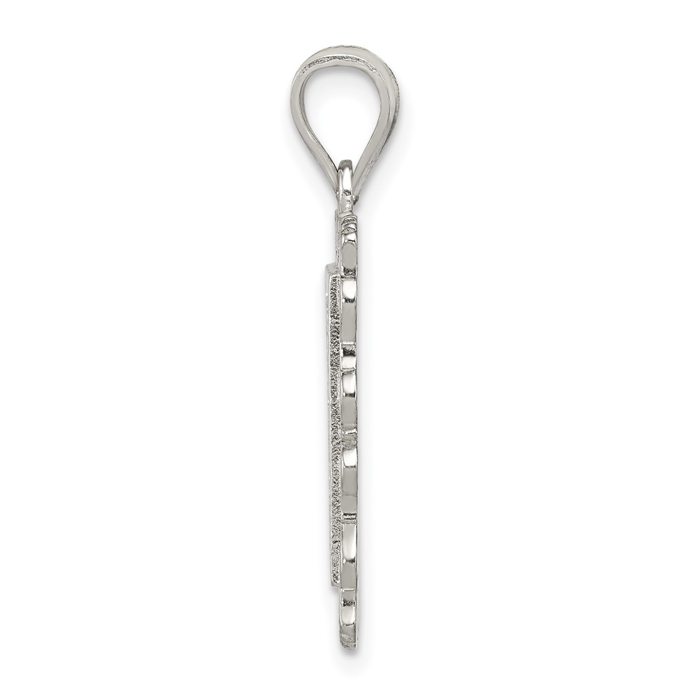 Sterling Silver Square Diamond-cut Letter P Initial Pendant (QC2770P)
