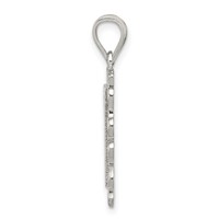 Sterling Silver Square Diamond-cut Letter P Initial Pendant view 2