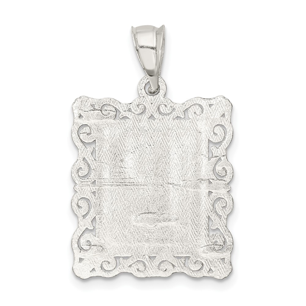 Sterling Silver Square Diamond-cut Letter P Initial Pendant (QC2770P)