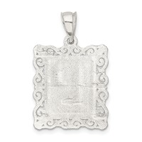 Sterling Silver Square Diamond-cut Letter P Initial Pendant view 4