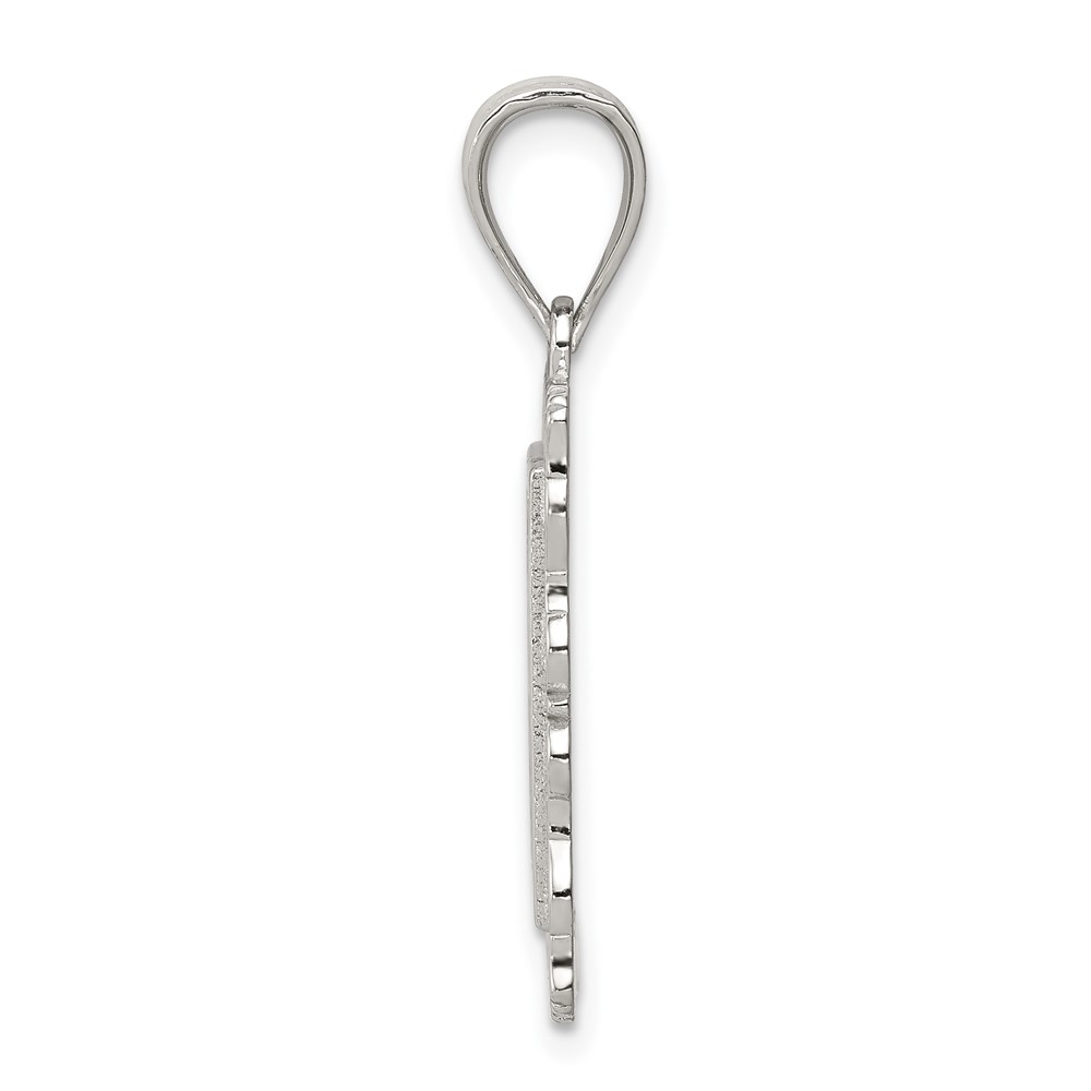 Sterling Silver Square Diamond-cut Letter R Initial Pendant (QC2770R)