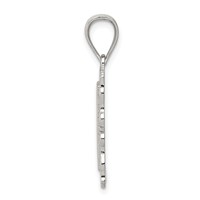 Sterling Silver Square Diamond-cut Letter R Initial Pendant view 2