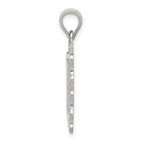 Sterling Silver Square Diamond-cut Letter S Initial Pendant view 2