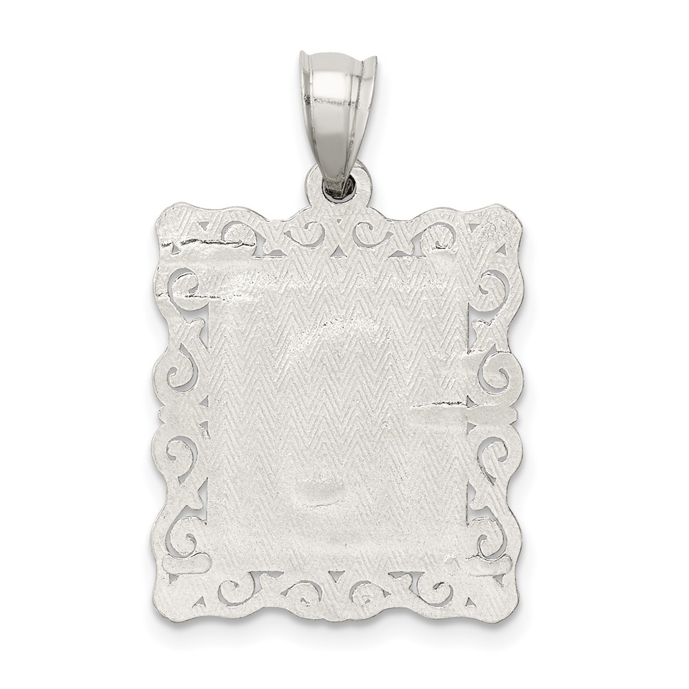 Sterling Silver Square Diamond-cut Letter S Initial Pendant (QC2770S)