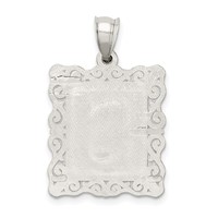 Sterling Silver Square Diamond-cut Letter S Initial Pendant view 4