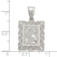 Sterling Silver Square Diamond-cut Letter S Initial Pendant view 3
