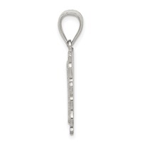Sterling Silver Square Diamond-cut Letter T Initial Pendant view 2