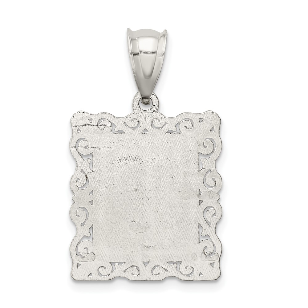 Sterling Silver Square Diamond-cut Letter T Initial Pendant (QC2770T)