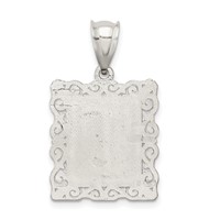Sterling Silver Square Diamond-cut Letter T Initial Pendant view 4