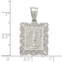 Sterling Silver Square Diamond-cut Letter T Initial Pendant view 3