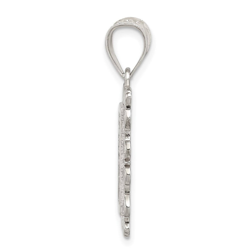 Sterling Silver Square Diamond-cut Letter V Initial Pendant (QC2770V)