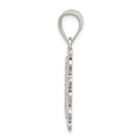 Sterling Silver Square Diamond-cut Letter V Initial Pendant view 2