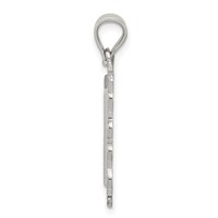 Sterling Silver Square Diamond-cut Letter W Initial Pendant view 2