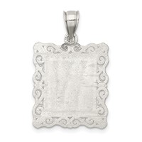 Sterling Silver Square Diamond-cut Letter W Initial Pendant view 4