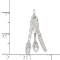 Sterling Silver Knife, Fork & Spoon Charm view 3