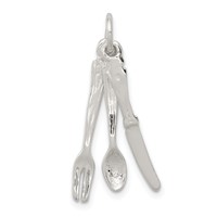 Sterling Silver Knife, Fork & Spoon Charm view 1