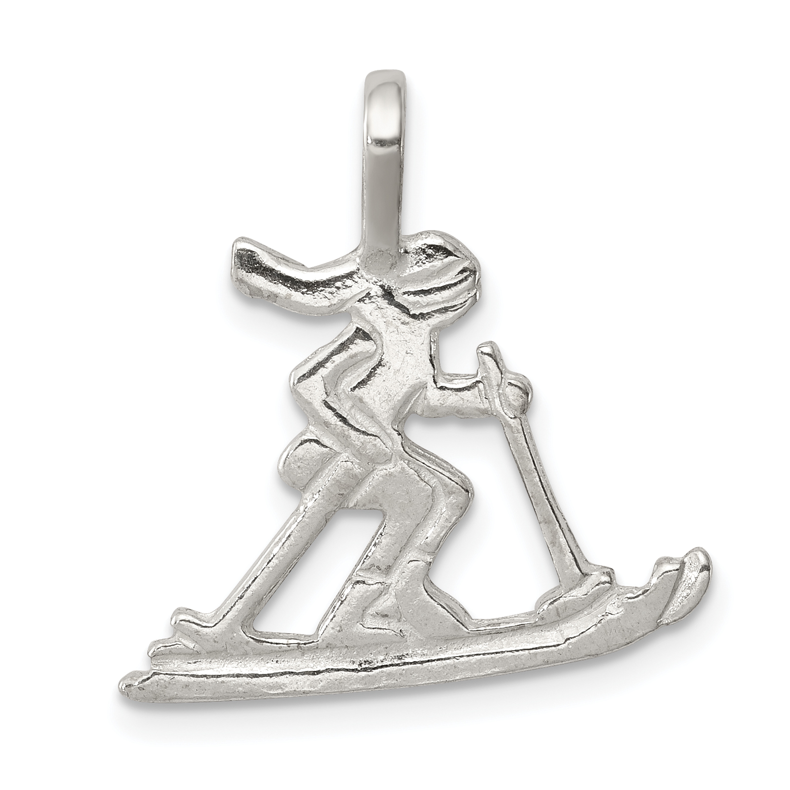 Sterling Silver Skier Pendant (QC2796)