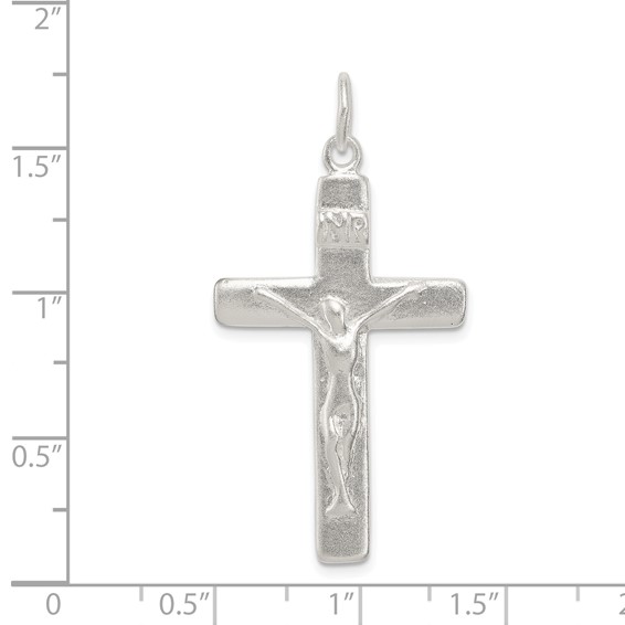 Sterling Silver Satin INRI Crucifix Pendant