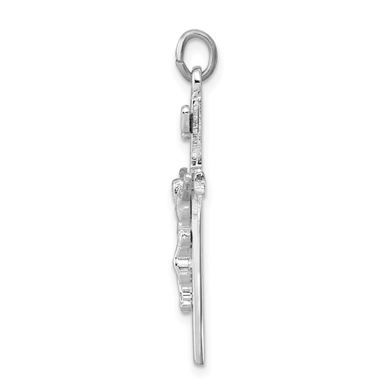Sterling Silver Platinum-plated INRI Crucifix Pendant