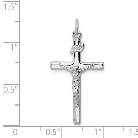 Sterling Silver Platinum-plated INRI Crucifix Pendant