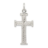 Sterling Silver Diamond -Cut Cross Pendant view 1