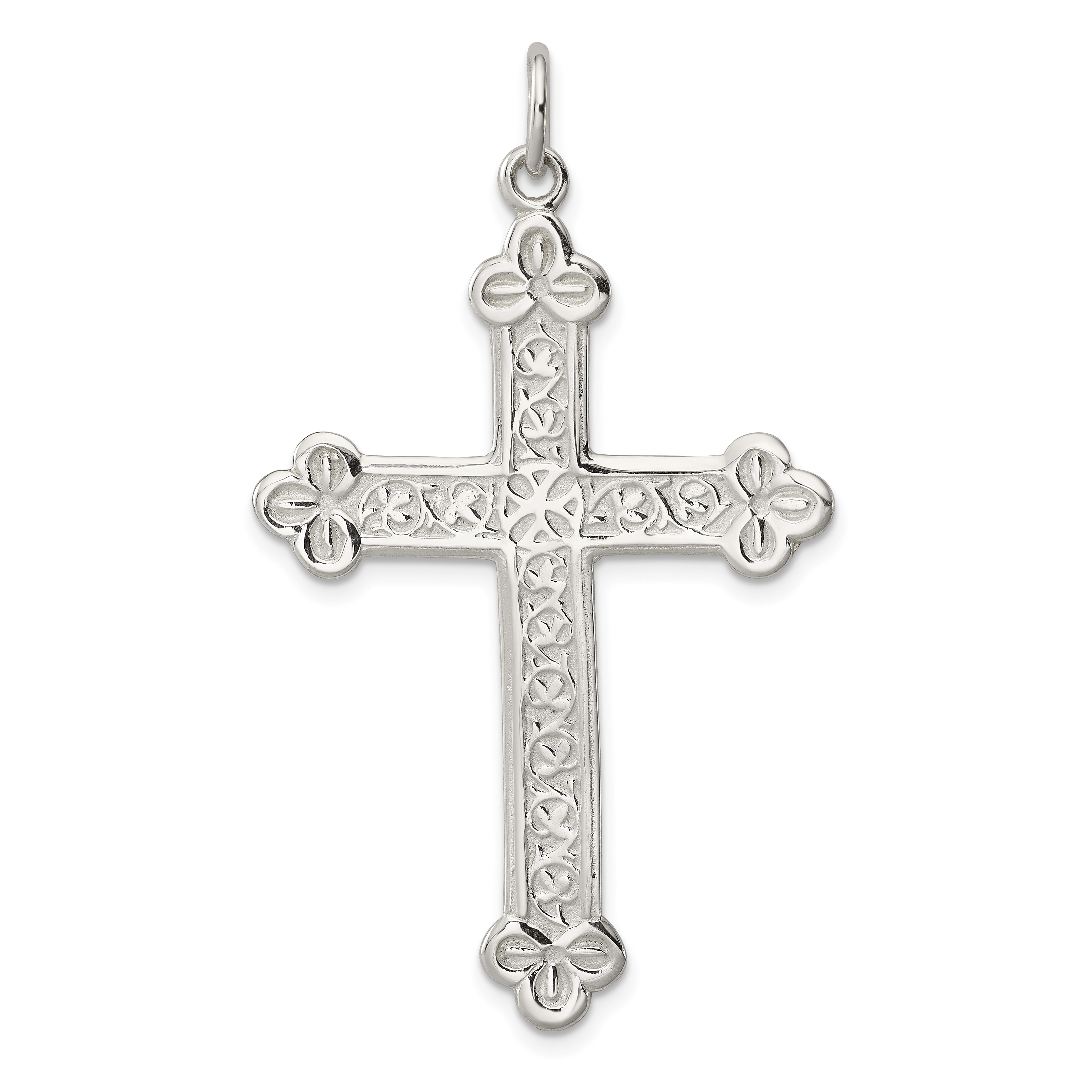 Sterling Silver Budded Cross Pendant (QC2880)