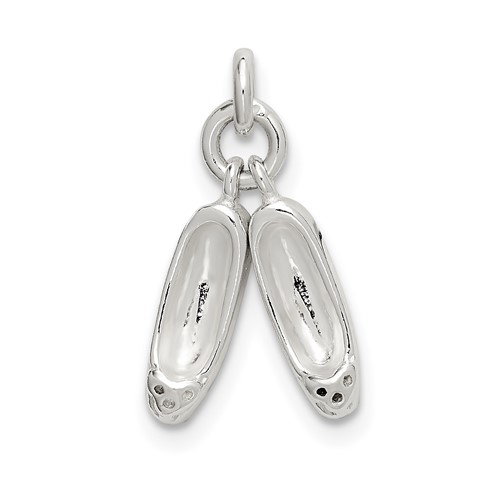 Sterling Silver Polished Ballet Slippers Charm