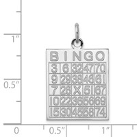 Sterling Silver Rhodium-plated Bingo Card Polished Pendant view 3
