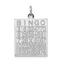 Sterling Silver Rhodium-plated Bingo Card Polished Pendant view 1