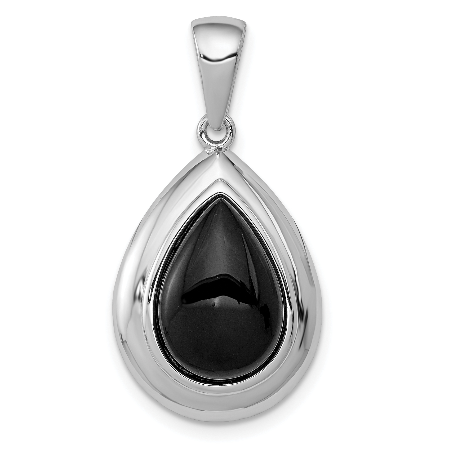 Sterling Silver Rhodium-plated Onyx Pendant (QC2951)